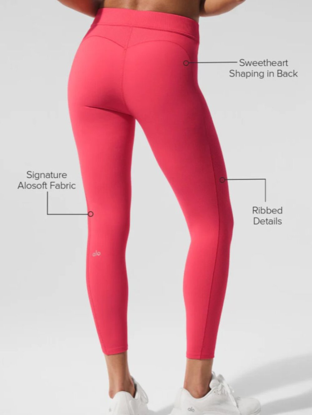 Alosoft High-Waist 7/8 Relay Legging Candy Red Small - Picture 4 of 7